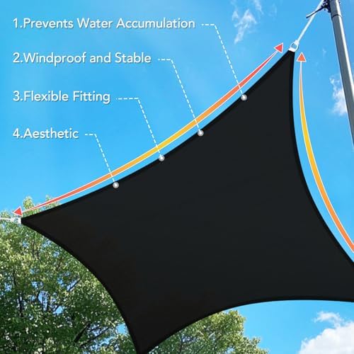 Shade&Beyond 16'X20' Sun Shade Sail Black Rectangle - Image 3