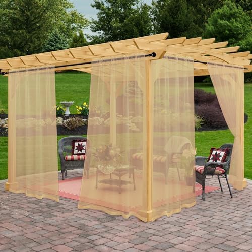 Outdoor Sheer Curtains for Patio Waterproof, 2 Panels Rod Pocket Indoor/Outdoor by Awnmeow