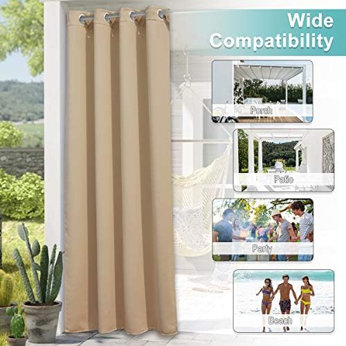 NICETOWN 2 Panels Patio Outdoor Curtains 95 inch Length, Thermal Insulated - Image 5