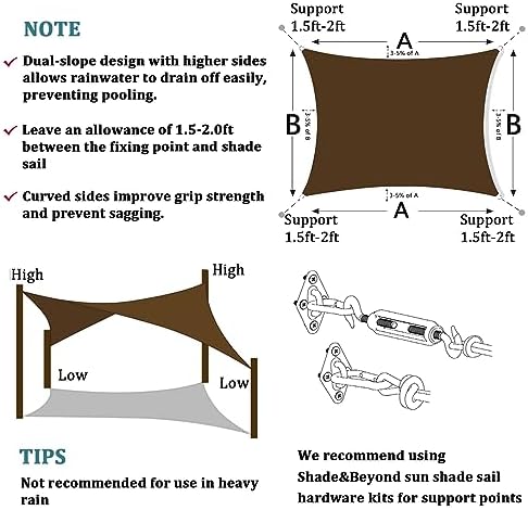Shade&Beyond 20'X26' Sun Shade Sail Mocha Rectangle - Image 6
