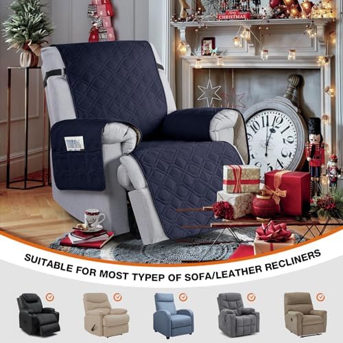 VANSOFY 100% Waterproof Recliner Chair Covers Washable, Dark Blue - Image 4