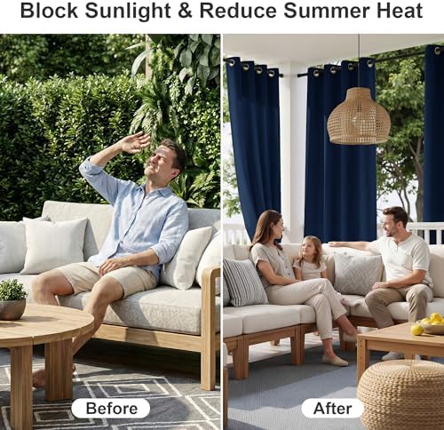 RYB HOME Outdoor Curtains for Patio Waterproof Privacy Thermal Insulated - Image 2