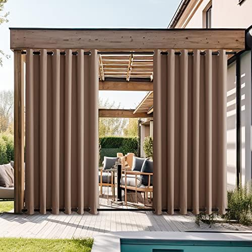 NICETOWN Waterproof Weighted Outdoor Curtains Grommet Top & Bottom 2 Panels - Image 2