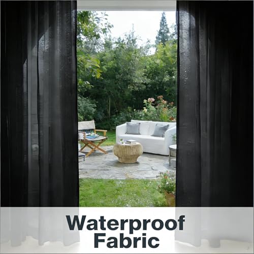 Outdoor Sheer Curtains for Patio Waterproof, 2 Panels Rod Pocket Indoor/Outdoor - Image 6