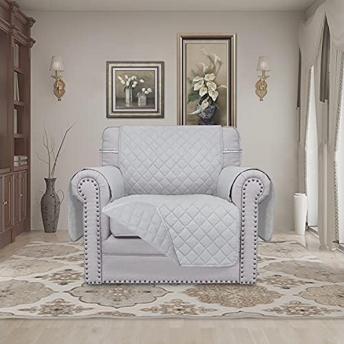 Easy-Going Reversible Couch Cover, Small Chair, Light Gray/Light Gray - Image 2