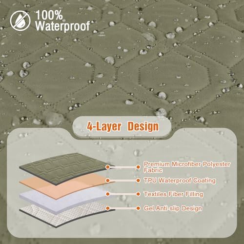 VANSOFY 100% Waterproof Recliner Chair Covers Washable, Olive Green - Image 5