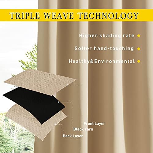 NICETOWN Weighted Curtains for Patio Waterproof W66xL84 Biscotti Beige - Image 4