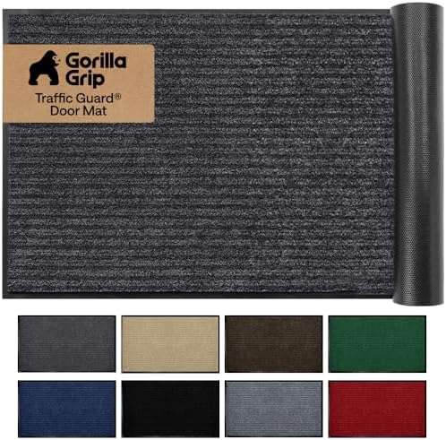 GORILLA GRIP Traffic Guard Indoor Outdoor Heavy Duty Door Mat, 59x24 Gray by GorillaGrip