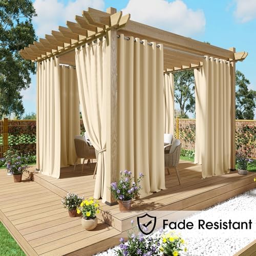NICETOWN Fade Resistant Outdoor Curtains 2 Panels, Patio Waterproof Drapery - Image 2