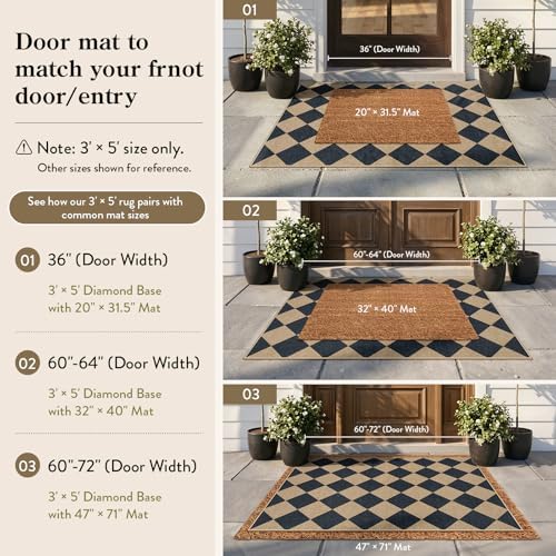 Lahome Checkered Easy Jute 3x5 Entryway Front Porch Rug, Washable Farmhouse - Image 3