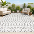 JONATHAN Y Moroccan Geometric Indoor Outdoor Area Rug 5X8 Cream/Black, Ourika by JONATHANY