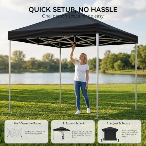 10x10 Pop Up Canopy with Sidewall, Instant Canopy Tent with Organizer Pockets - Image 2