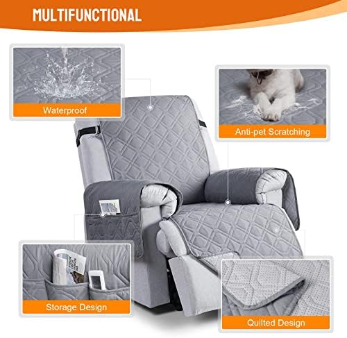VANSOFY 100% Waterproof Recliner Chair Covers Washable, Light Gray - Image 7