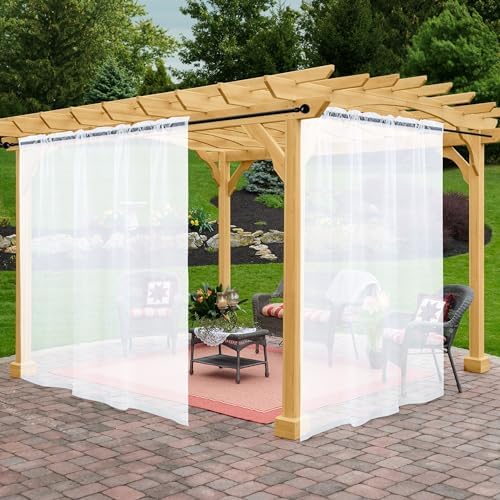 Outdoor Sheer Curtains for Patio Waterproof, 2 Panels Rod Pocket Indoor/Outdoor by Awnmeow
