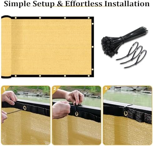 Shade&Beyond 6'x28' Sand Privacy Screen Fence Cover 170 GSM Fencing Mesh Fence - Image 5