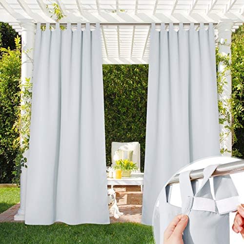 NICETOWN Patio Curtain Outdoor Waterproof W52 x L120, Detachable Sticky Tab Top by NICETOWN