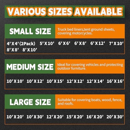 RAINDEWAY 6x8 Feet Tarps Heavy Duty Waterproof 10.5 Mil Outdoor Small Tarp - Image 7