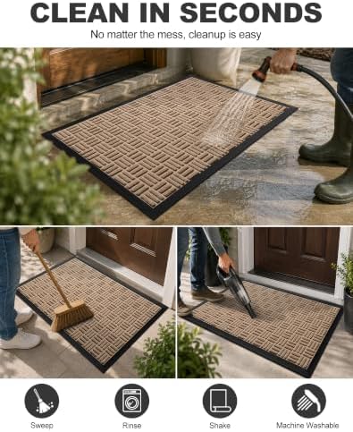 Mibao Front Door Mat Outdoor Entrance, Waterproof Dirt Trapper Doormat - Image 4