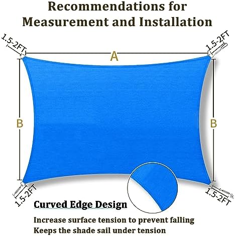 Shade&Beyond 7'X17' Sun Shade Sail Blue Rectangle - Image 5