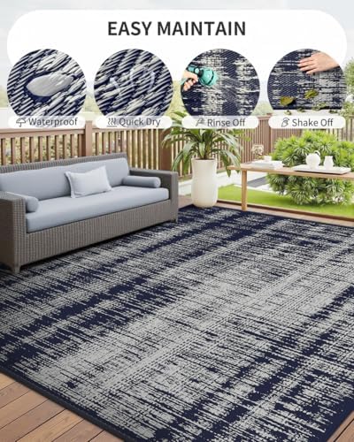 MontVoo Outdoor Rug Waterproof 8x10ft Outdoor Patio Rug Mat Reversible Plastic - Image 6
