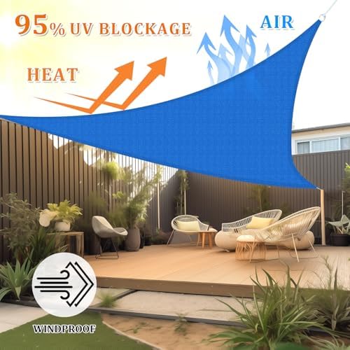 Shade&Beyond 8'X10'X12.8' Sun Shade Sail Blue Triangle - Image 2