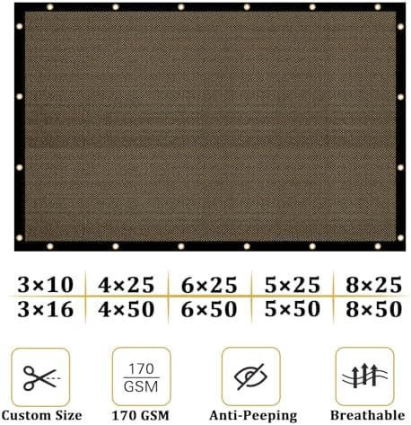 Shade&Beyond 5'x39' Brown Privacy Screen Fence Cover 170 GSM Fencing Mesh Fence - Image 3