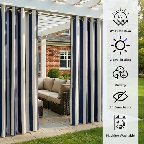 4 Panels Outdoor Stripe Curtains - Image 4