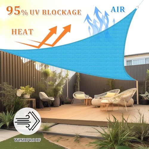 Shade&Beyond 15'X17'X22.7' Sun Shade Sail Mixed Turquoise Triangle - Image 2