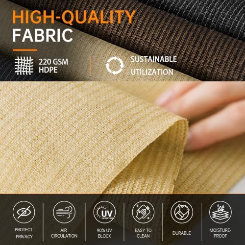 Outdoor Roller Shades for Patio 4'Wx6'H Sesame, 90% UV Block & Privacy - Image 4