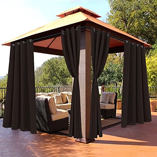 BONZER Outdoor Curtains for Patio Waterproof Weighted Blackout Blinds by Bonzer