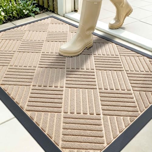 OLANLY Front Door Mat Outside Entrance 35x23, Waterproof Heavy-Duty Doormat by OLANLY