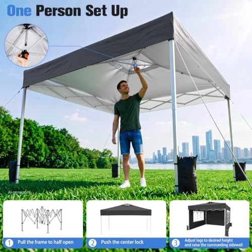 10x10 Pop Up Canopy Tent with Dual Vented Roof, One Push Setup - Image 3