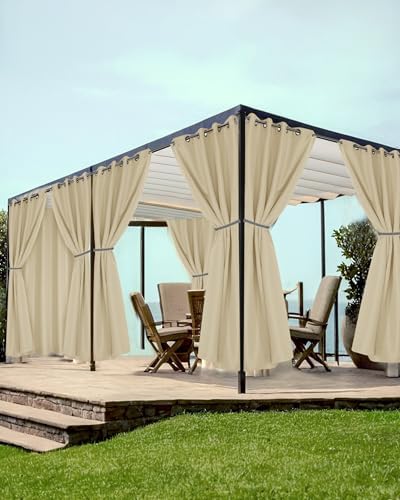 Grommet Outdoor Curtains for Patio Waterproof 8 Pcs 54x120 In Cream by HolidayIdeas