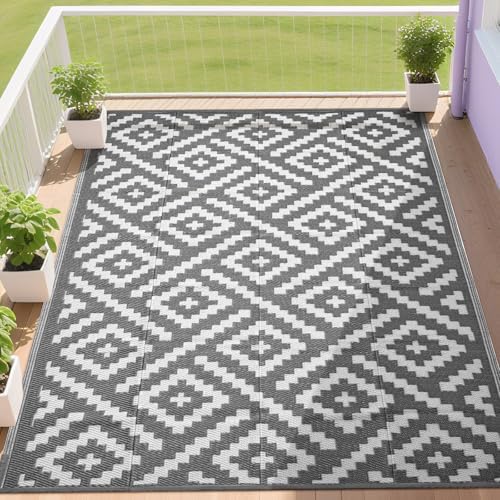 RURALITY Outdoor Rugs 6x9 Feet for Patios Clearance, Plastic Straw Waterproof by RURALITY
