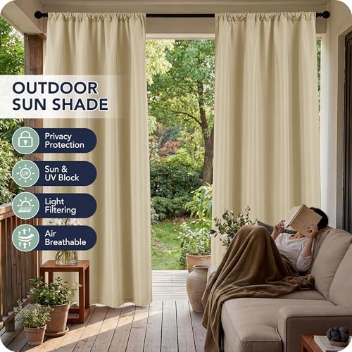 Outdoor Curtains for Patio Waterproof, 8 Panels, Rod Pocket - Image 3