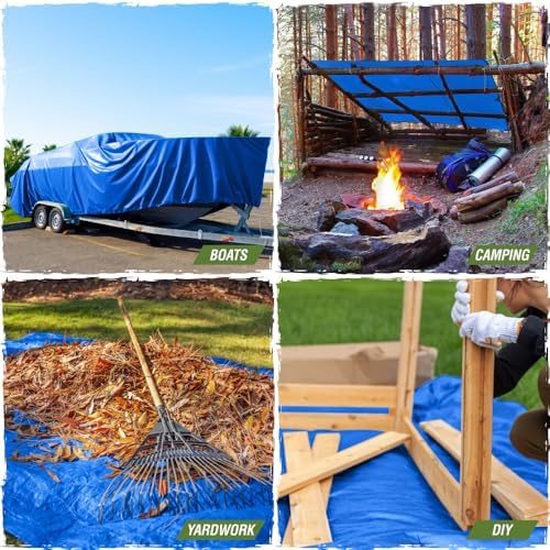 RUGGED RHINO Heavy Duty Waterproof Tarp, Reinforced Corners 2 Pk 6x8 Blue - Image 6