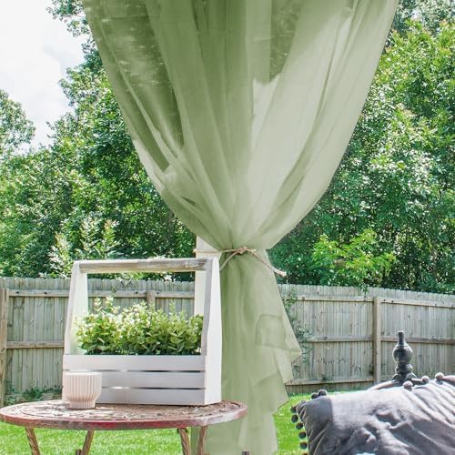 Outdoor Sheer Curtains for Patio Waterproof, 2 Panels Rod Pocket Indoor/Outdoor - Image 7