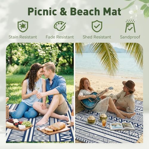 MontVoo-Outdoor Rug Carpet Waterproof 5x8 ft Reversible Patio Rug RV Camping - Image 5