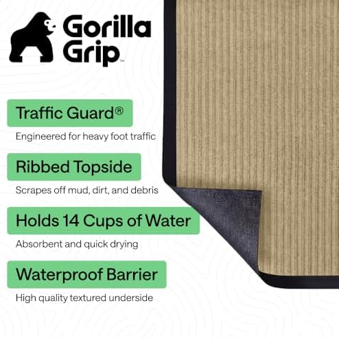GORILLA GRIP Traffic Guard Indoor Outdoor Heavy Duty Door Mat, 72x48 Beige - Image 2