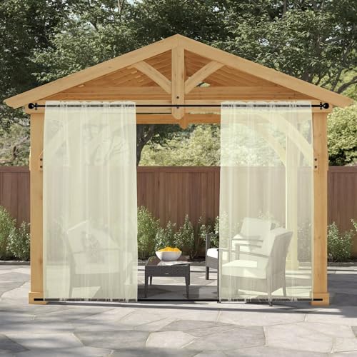 Outdoor Sheer Curtains for Patio Waterproof, 4 Panels Rod Pocket Indoor/Outdoor - Image 2