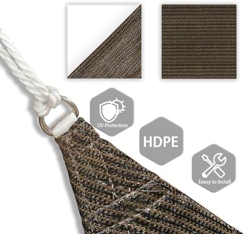Patio Paradise 6' x 6' x 6' Sun Shade Sail Triangle Canopy Shade Cloth Fabric - Image 3