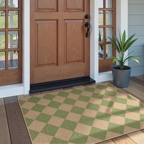 Lahome Checkered Easy Jute 3x5 Outdoor Rug, Washable Rugs - Image 6