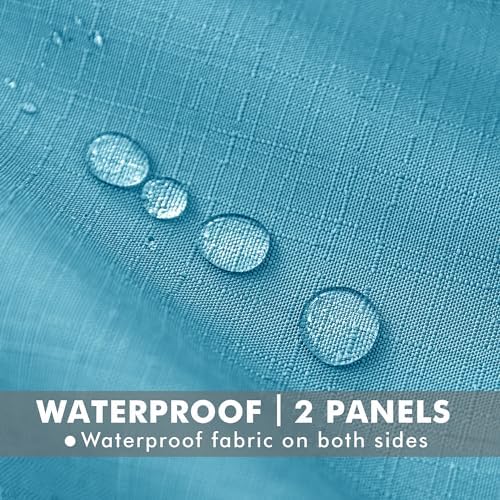 Linen Outdoor Curtains for Patio Waterproof 4 Pcs 54x84 In Teal - Image 2