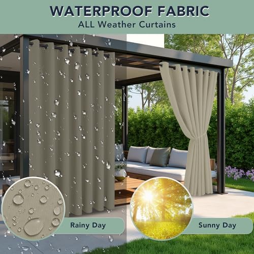 Outdoor Curtains for Patio Waterproof, 6 Drape Panels, Sun Shades - Image 2