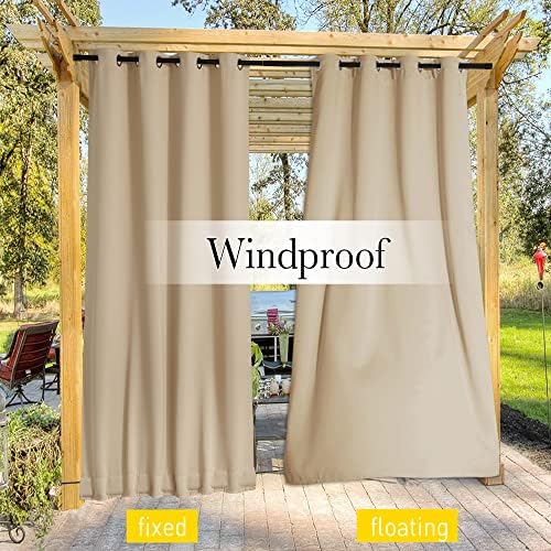 NICETOWN Outdoor Curtains for Balcony Waterproof W46xL63 Biscotti Beige - Image 6
