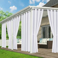 White Outdoor Curtains for Patio Waterproof, 6 Drape Panels by RichSets