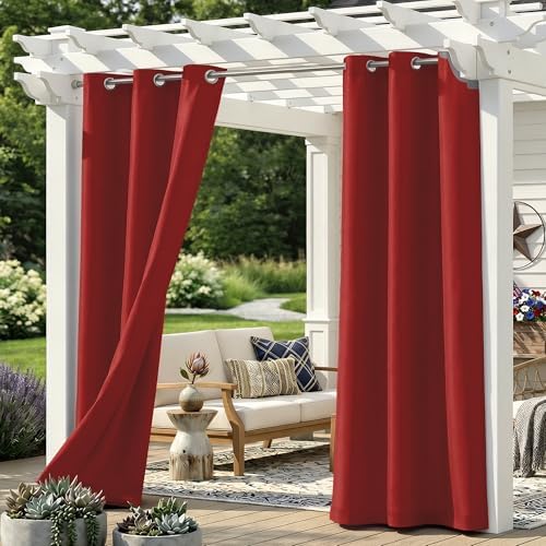 Set of 4 Outdoor Curtains for Patio Waterproof, Breathable Grommet Panels for by Sunshelf