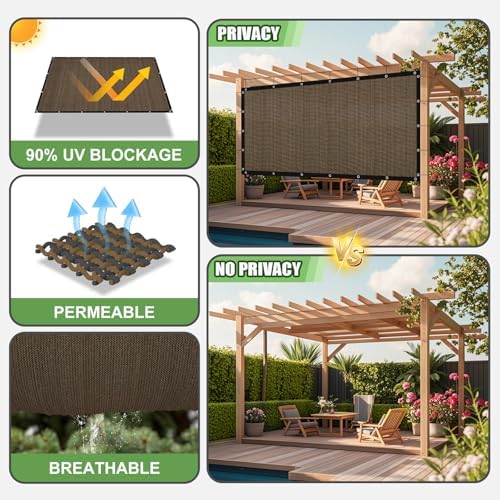 90% Outdoor Sun Shade Cloth, Privacy Screen Sunshades - Image 5