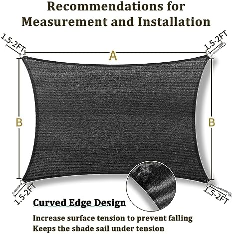 Shade&Beyond 12'X14' Sun Shade Sail Dark Grey Rectangle - Image 5