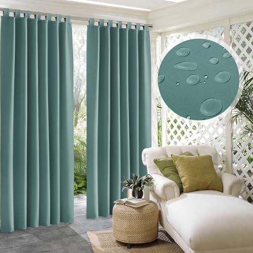 RYB HOME Adhesive Detachable Top Outdoor Curtains, Waterproof Blackout Privacy - Image 3